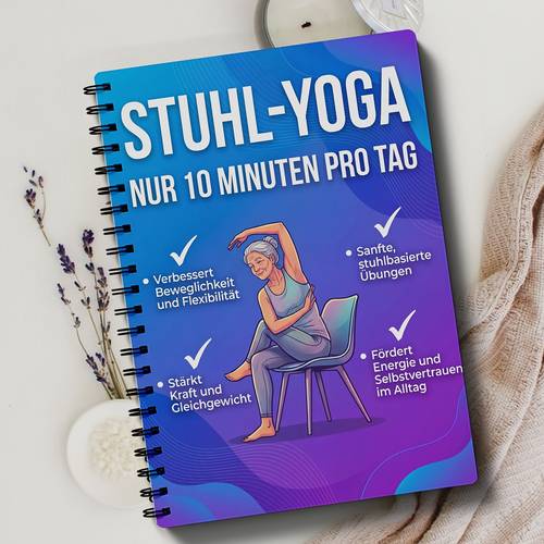 caiet program yoga pentru persoane în vârstă, , de exerciții așezate, echilibru, flexibilitate, stretching și monitorizare zilnică a antrenamentului acasă pentru fitness