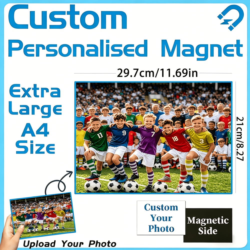 TEMU 1 aimant de réfrigérateur personnalisé de grande taille, disponible en plusieurs tailles, aux rayures et à l', magnétique , la personnalisation