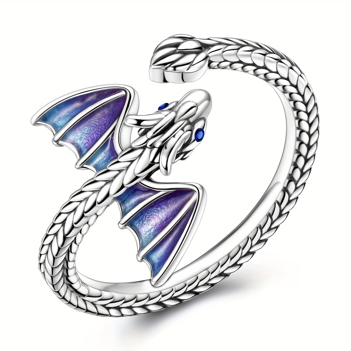 E-shop Original Silberbeschichteter Modischer Klassischer Feuerdrachen Verstellbarer Offener Ring Damenmode Schmuck Unisex-Stil Für Männer Frauen Zum