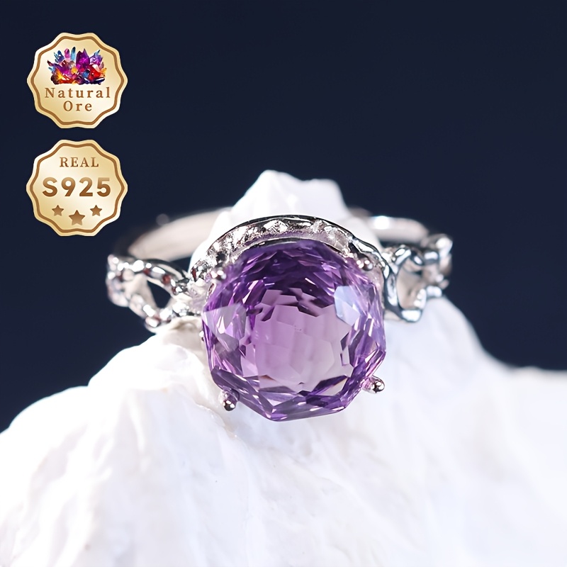 Women's Adjustable 925 Silver Romantic Rose-Cut Ring, Gift Box