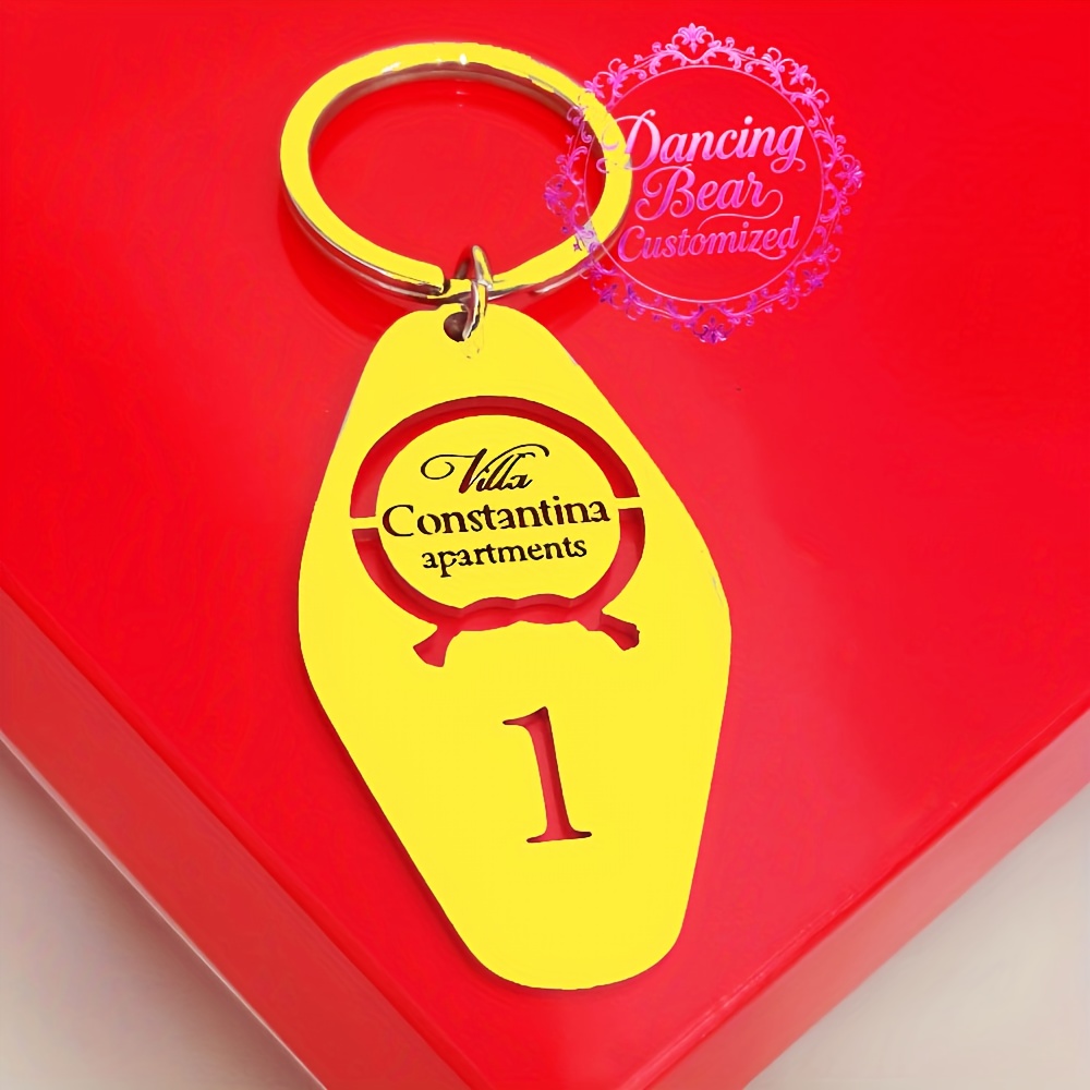 TEMU Ladies' Keychain With Custom Logo And For B&bs, Hotels, And Motels - Personalized Laser-cut Stainless Steel Keychain, Stylish, Durable,