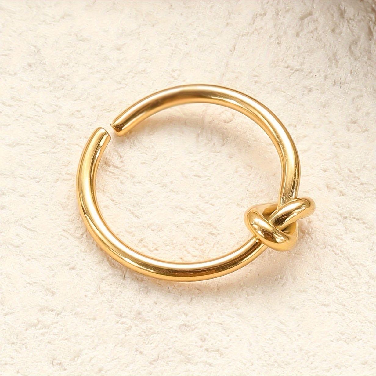 Stainless Steel Knotted Open Ring for Daily Wear