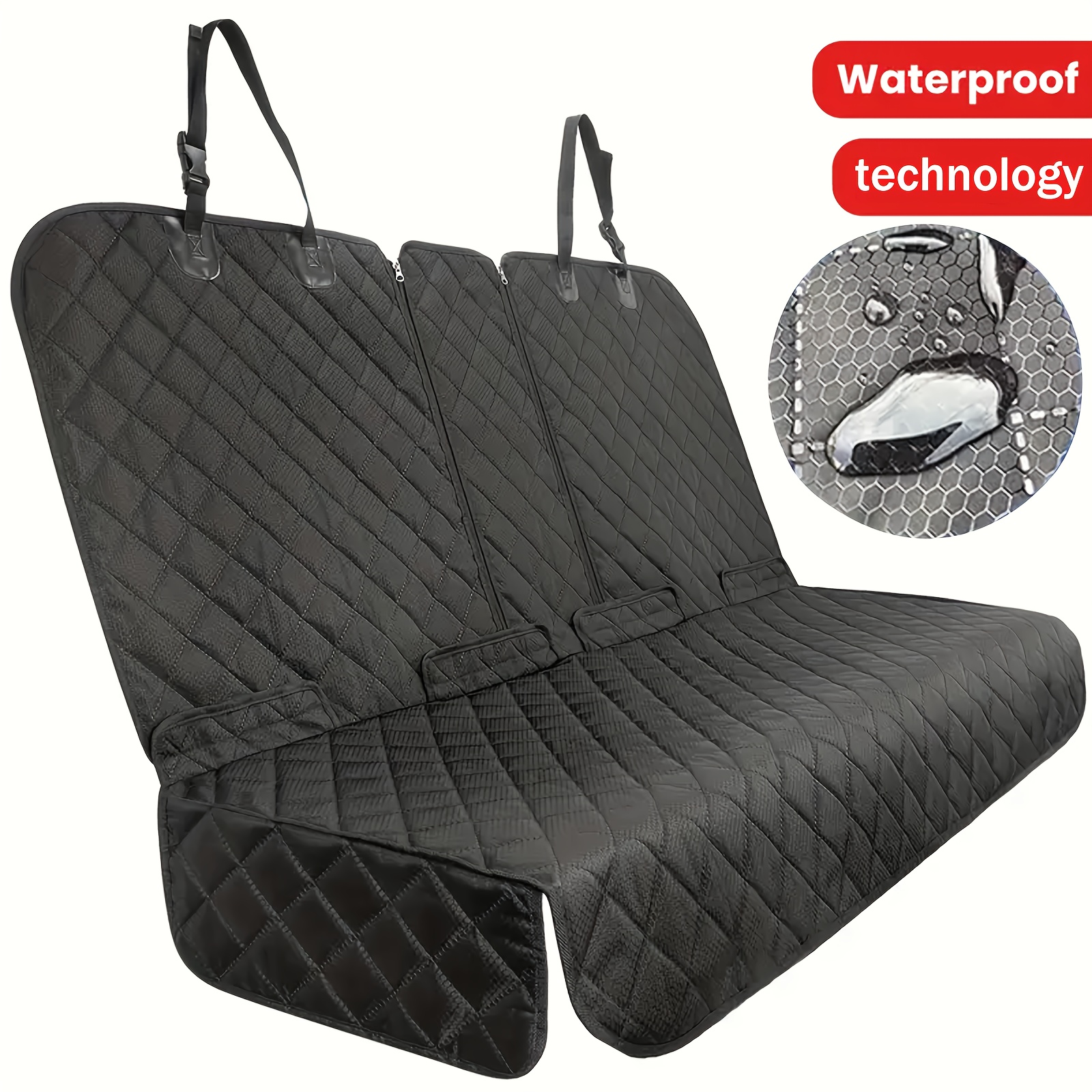 TEMU Rear Seat Cover 60/40 Split Bench For Cars, Trucks, Suvs - Waterproof And Easy-to-clean Car Seat Protector For And Pet Dogs (black)