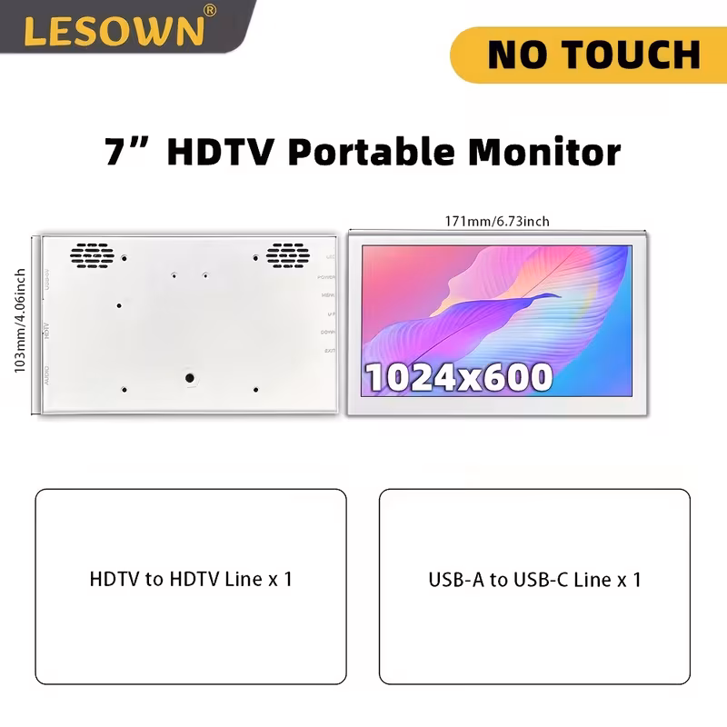 7 пренослив usb монитор - lcd екран со osd , 300nits hdr, без потреба од драј за , лаптоп, pc, tv box - компактен гейминг/презентационски/домашно кино екран (7, usb-c, компатибилен), аксесоар за , стилски безрамков дизајн, јасна квалитет на сликата Детали за производот 6
