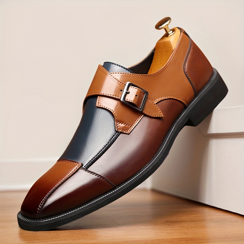 

Men's Color-block Dress Shoes - Slip-on Penny Loafers, Fashionable British Style, Ideal For Weddings, Office Parties, And Formal Occasions