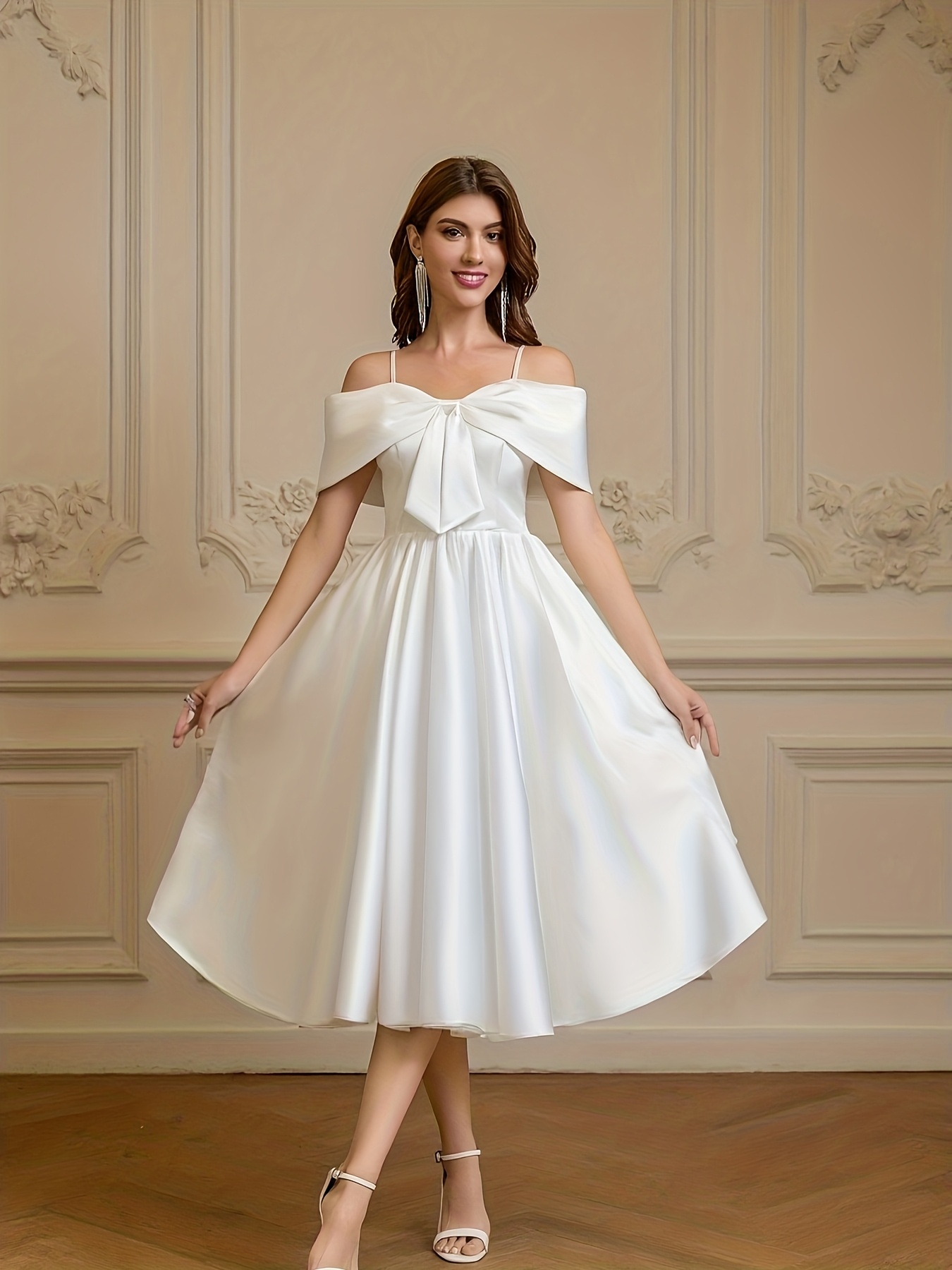 white dress polka dots Zapakasa Women Black and White Tulle Midi Polka Dot Dress with Ruffles  Tiered A Line Deep V-Neck Cocktail Dress