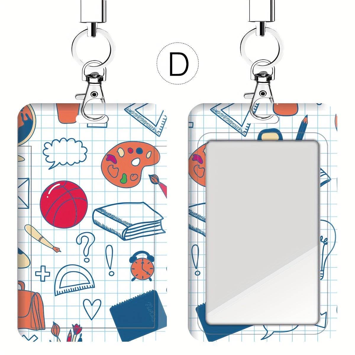 TEMU 1pc Portatarjetas de identificación de la serie de herramientas de aprendizaje para niños con cordón, estuche de plástico para tarjetas de