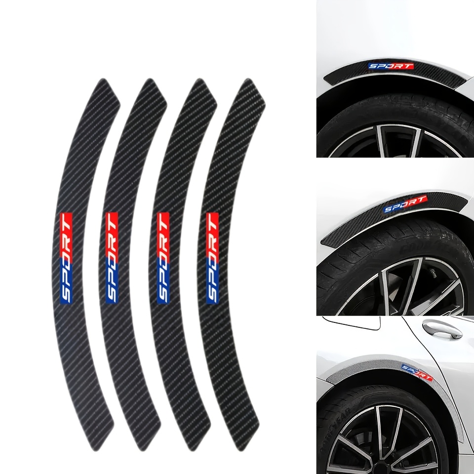 TEMU 4pcs New Carbon Fiber Car Wheel Arch Protection, Car Wheel Arch Decorative Protection Strip, Sport Style Impact Protection Strip
