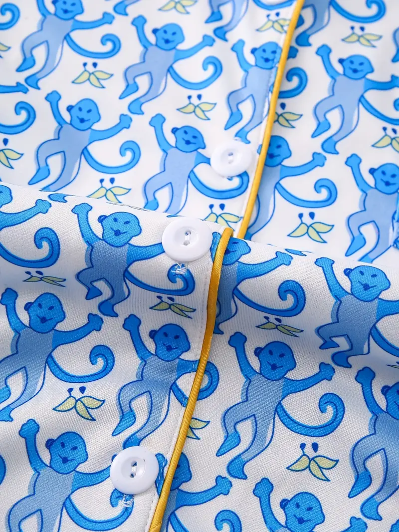 three sets of womens pajamas set womens pajamas set combination knitted fabric short sleeved button top and matching pants full body print collar and pocket details suitable for adult pajamas set Product details 10