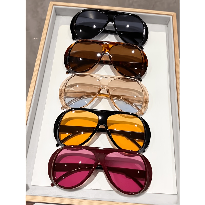 TEMU 5pcs Women's Trendy Casual Plastic Leopard Print Street Style Sunglasses, Ideal For Beach Vacations, Driving, And