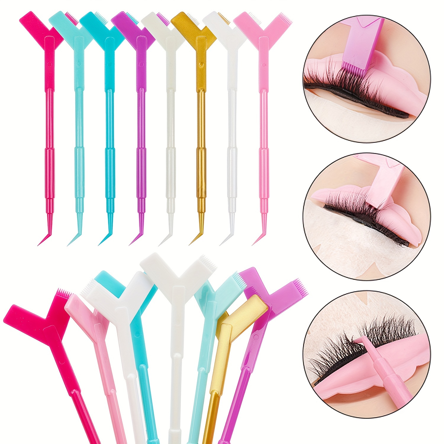 

Ensemble de 10 baguettes de permanente pour cils avec brosses Y, kit de rehaussement des cils, recourbe-cils, outil d'extension des cils et peigne de nettoyage des cils