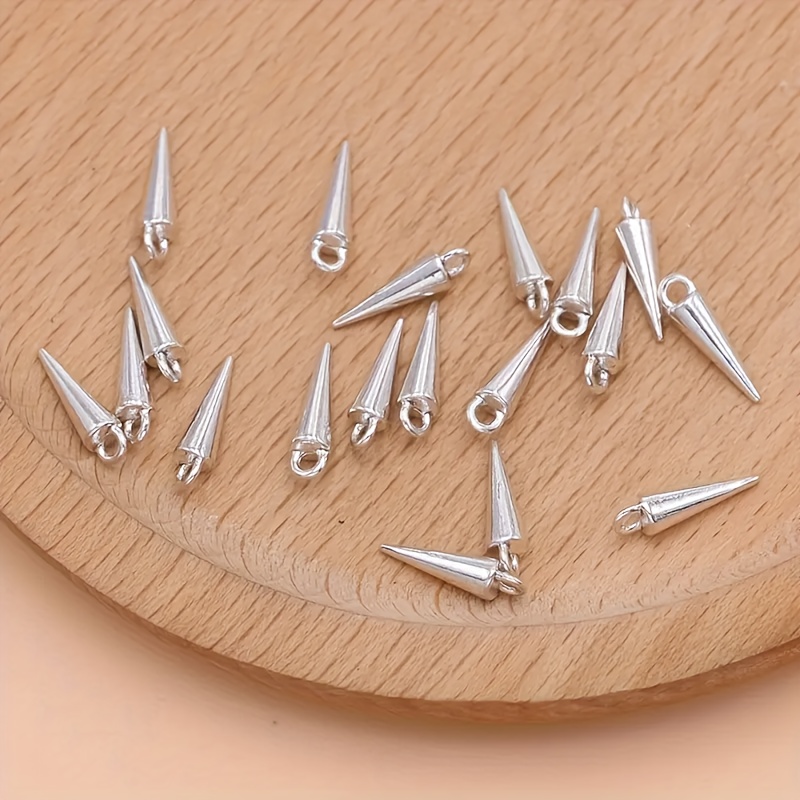 50pcs Glossy Cone-shaped Charm Pendants - Smooth -shaped Keychain Charms Suitable For , Necklace, Bracelet, Bag & Keychain Decorations - Craft Supplies (50 Count)