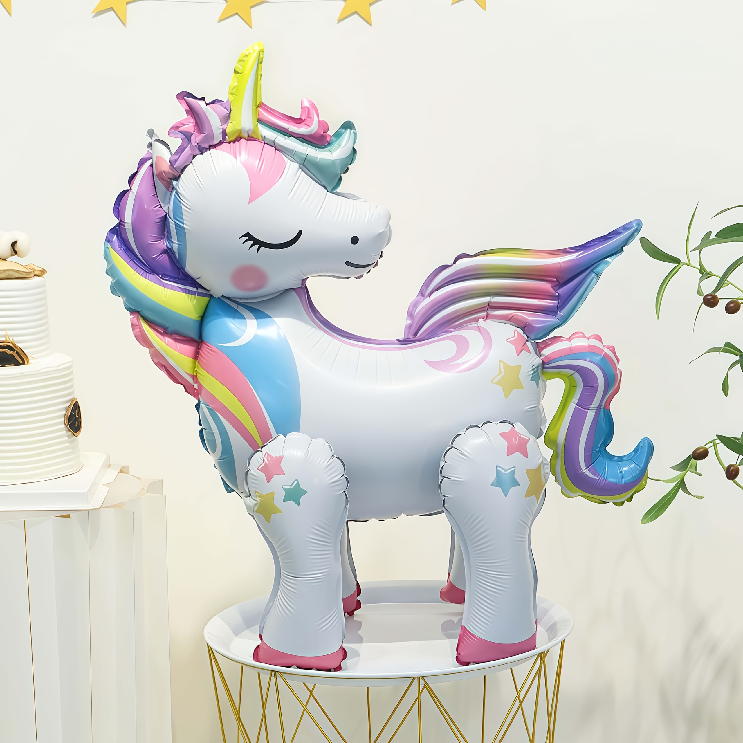 Image of Unicorn Balloons That Stand On Their Own For Decorating Girls' Birthday Parties, Perfect For -themed Celebration.