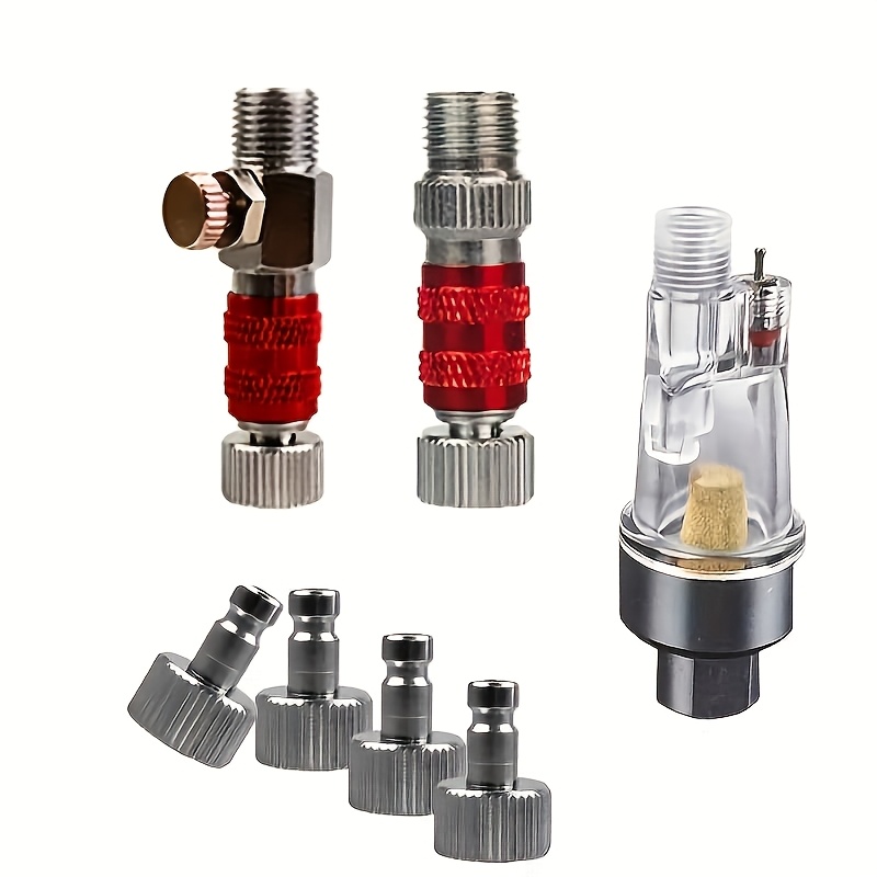 TEMU 7pcs Set Of Airbrush Quick Release Disconnect Coupler Adapter Kit, 1/8 Inch Female Connector And Male Adapter Regulator Control Water Filter For