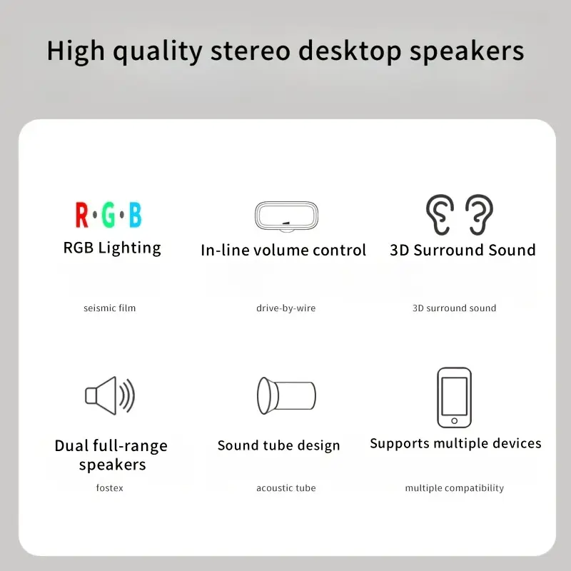 1pc saibobokai super powerful hifi mini usb computer speakers with rgb ambient lights dual bass speakers 2 0 surround sound usb powered desktop speakers for pc phone tablet tv car camping stylish gift for home theater audio enthusiasts portable speakers multimedia audio gear durable enthusiasts details 5