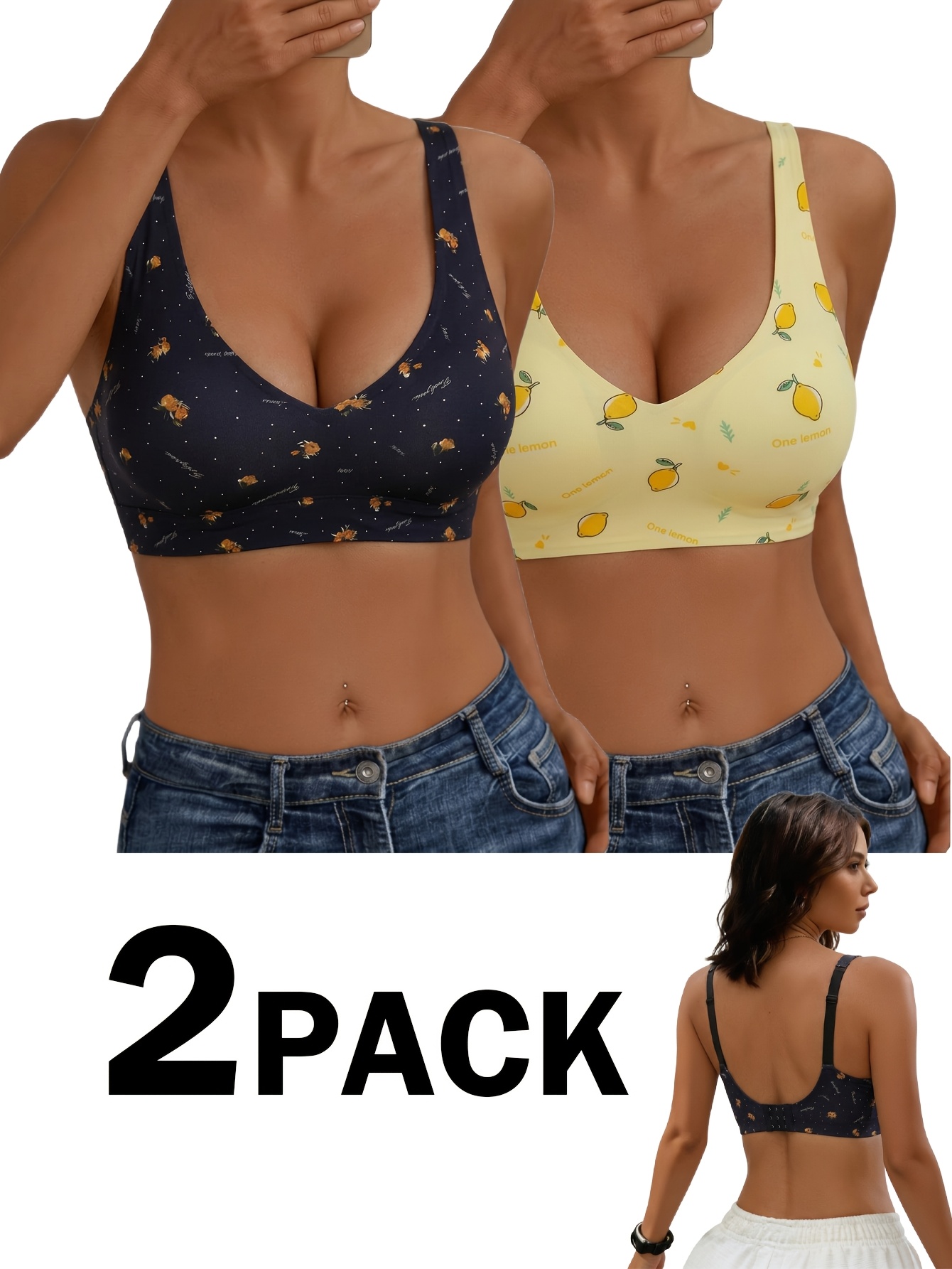 Women's 2pc Wireless Push-up Bra Set, Comfortable Jelly Gel