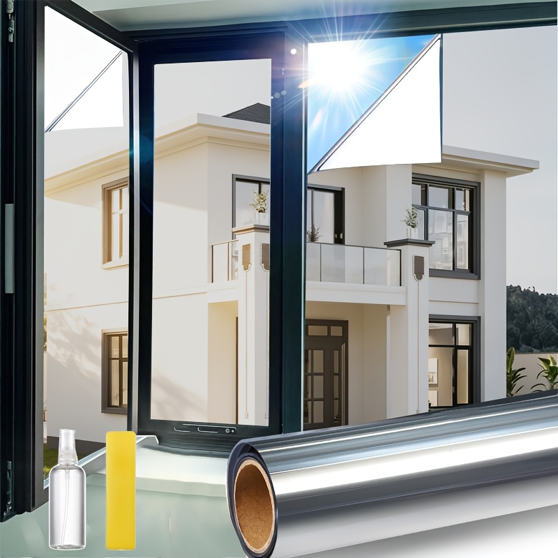 TEMU Film pare-soleil isolant thermique pour vitre de fenêtre, conçu pour et assurer la confidentialité sur les balcons et avec visibilité