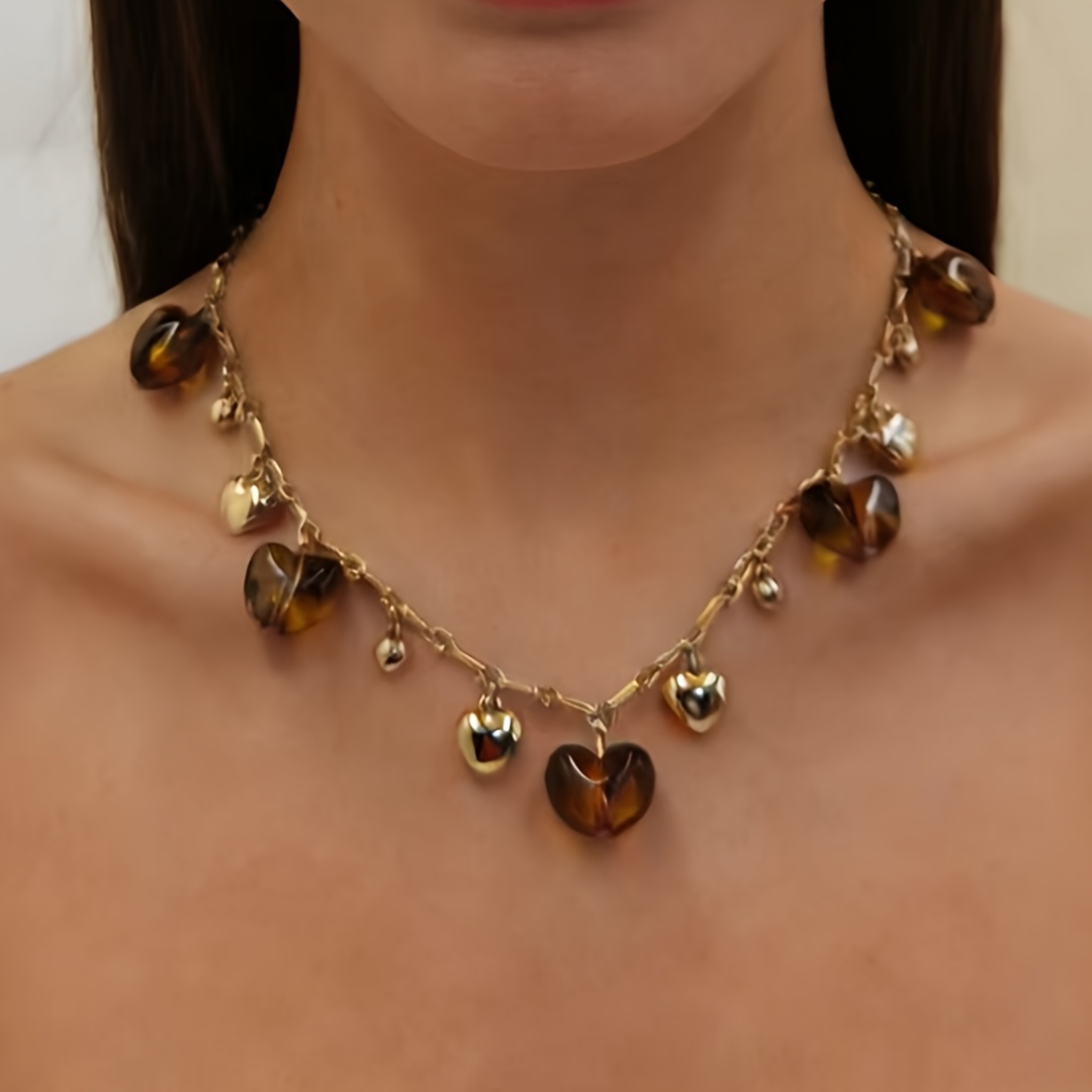 TEMU A Stylish Necklace, Sexy Yet Minimalist, Elegant And Luxurious With A Bohemian Flair. From Iron Chains And 3d-printed Acrylic, It's Daily Wear,