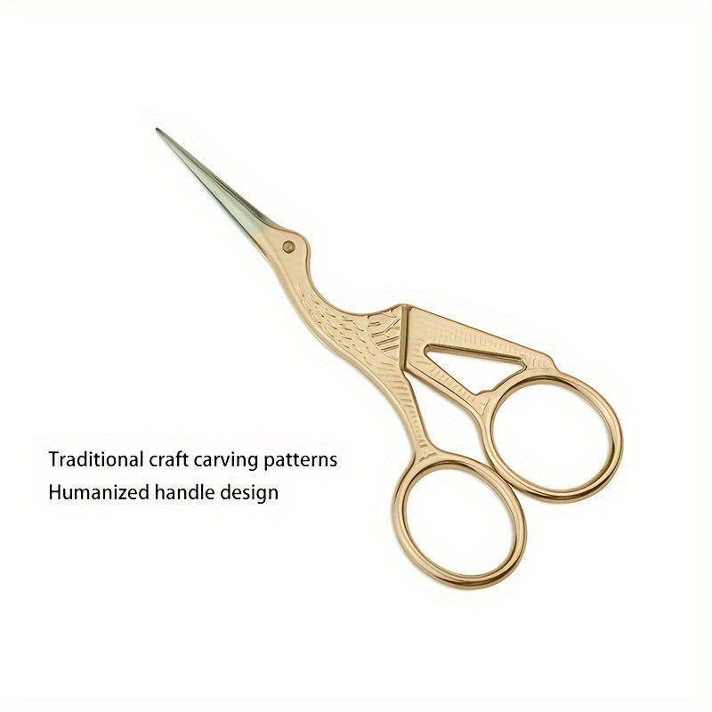 

Classic Crafting Patterns: Gold-toned Scissors With Integrated Molding And Non-slip Grip - Perfect For Tea Ceremonies, Embroidery, And Hair Trimming