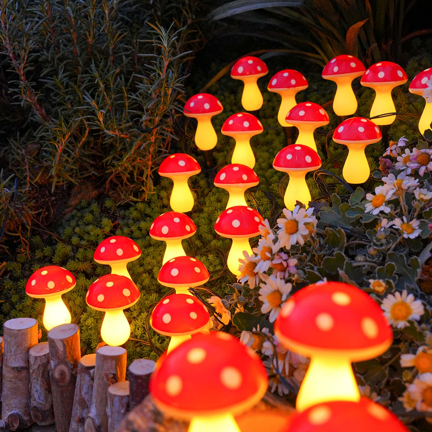 10 piezas de luces solares de champiñón, luces de césped para exteriores. Se apagan automáticamente durante el día y se encienden por la noche. Luces solares con clasificación IPX4 y 12 modos. Adecuadas para verano, camping, Navidad, caminos, decoración de fiestas e iluminación de senderos.