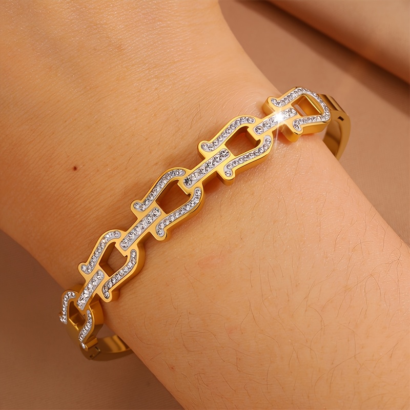 2pc Women's Open Rectangular Links & Silvery Heart Band Bracelet Set
