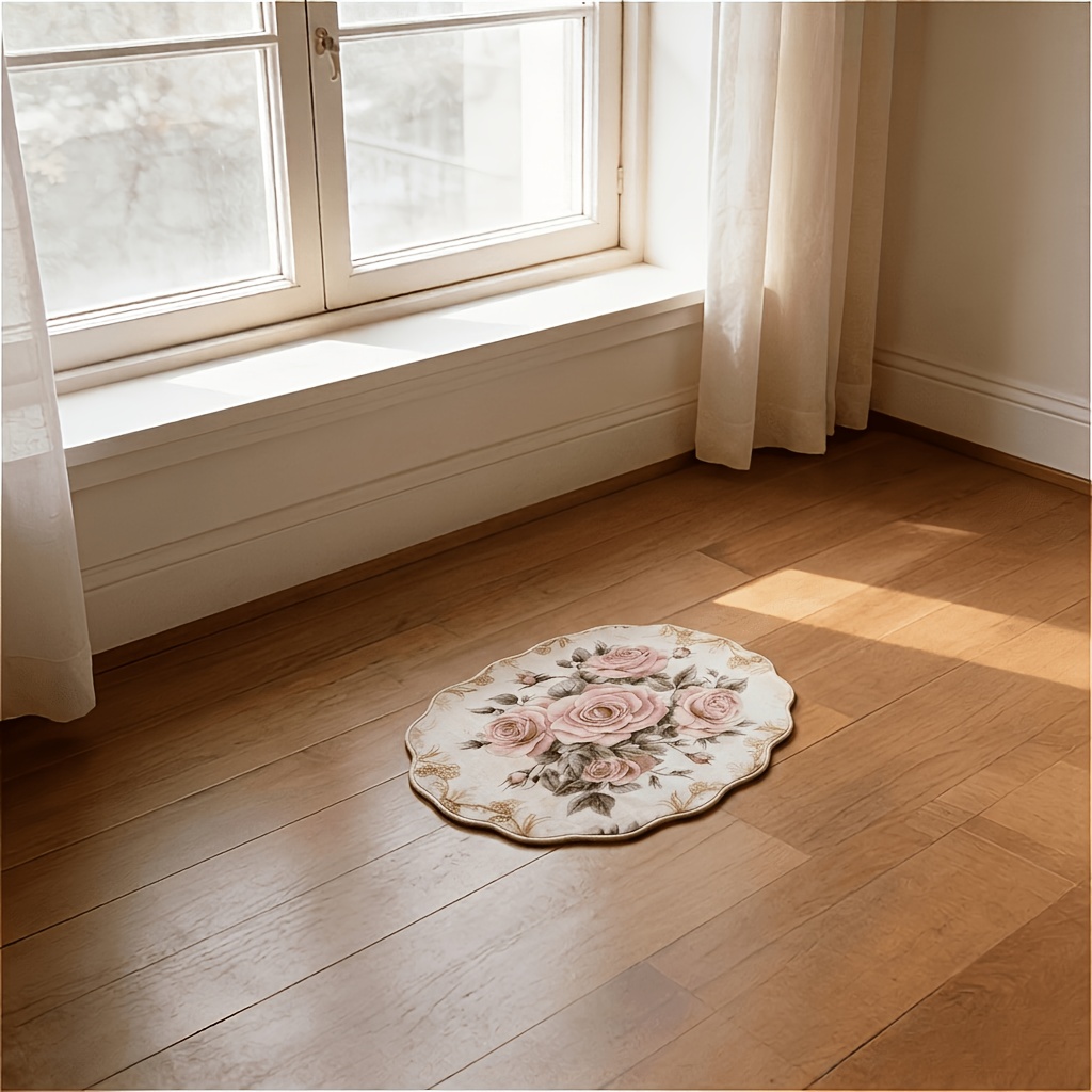 TEMU Vintage Bedroom Bedside Rug, European Country-style Living Room Decorative Rug, High-end Light Luxury Reading Area And Play Area Plush Rug With