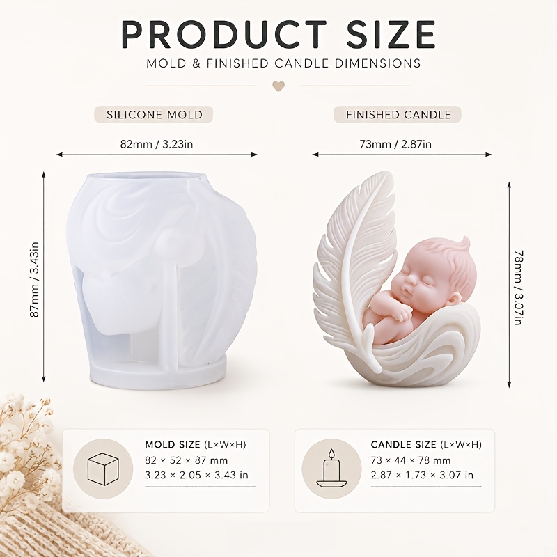 TEMU Stampo in per Candele a Forma di Bambino con - Bambino Avvolto in una Fascia di Piume, Flessibile per Facile Sformatura e Pulizia. per Creare