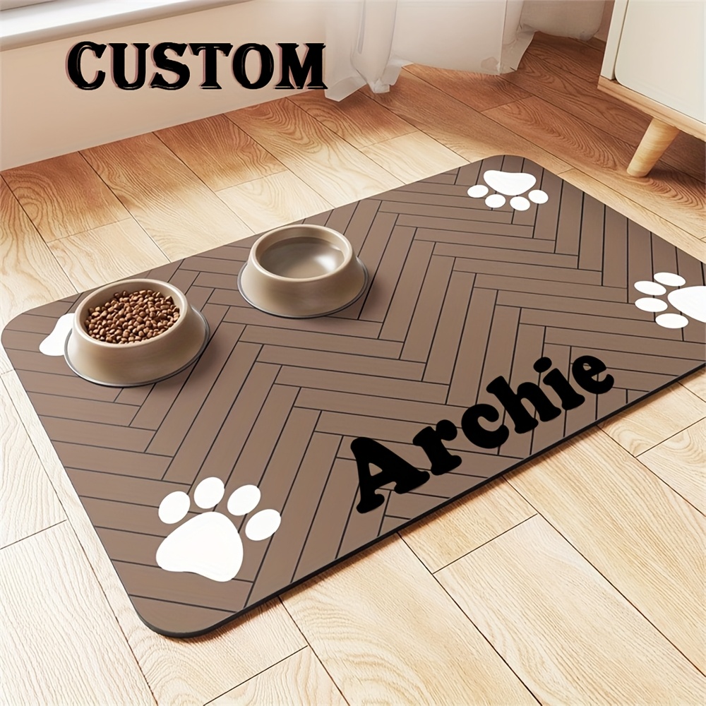 Customizable Quick-Pet Feeding Mat with Paw Print Design