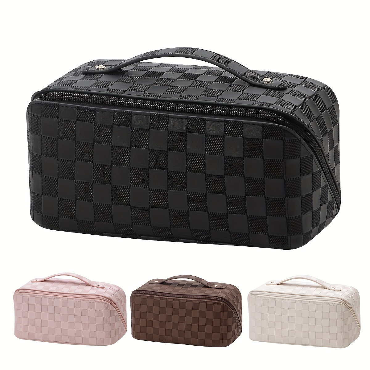 

Travel Cosmetic Bag, Large Capacity Ladies' Cosmetic Bag, Waterproof Portable Bag, Open Flat Toilet Bag, With Separator And Handle