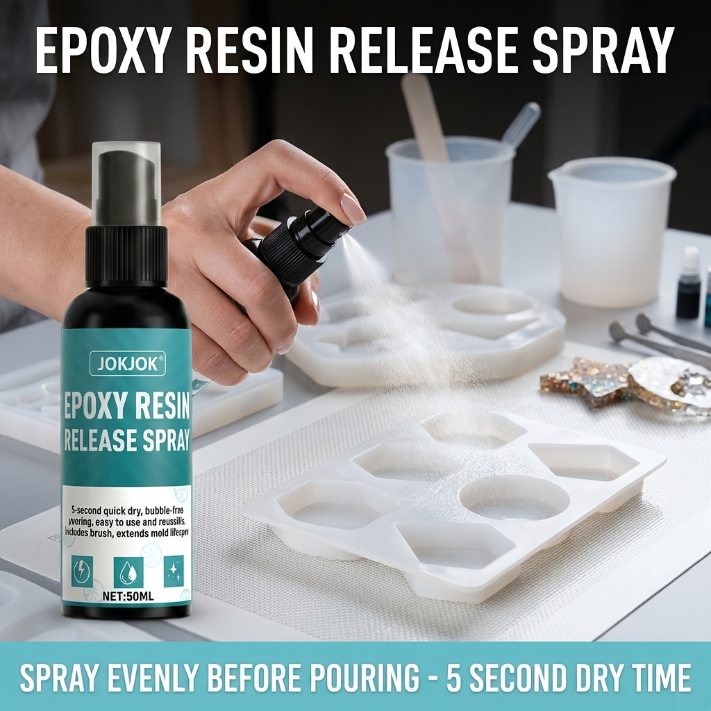 TEMU Epoxy Resin Release Agent Spray Suitable For Rubber, Concrete & Candle Molds - 5-second Fast-drying Bubble-free Pouring With Brush Applicator,