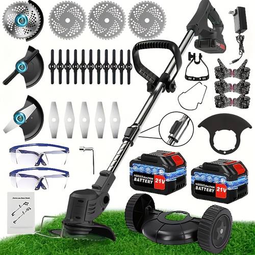 new heavy upgrade mower multi function mower electric household portable electric mower 21v with 2 lithium batteries 3 kinds of lithium battery cordless hand held mower yard multifunctional mower lawn edger gift for father