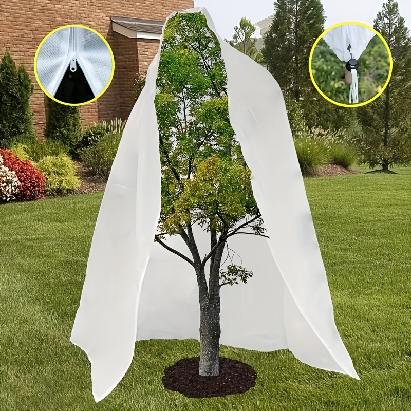 Image of Frost Cloth Plant Freeze Protection (78.74x 90.55in) Thickening Plant Frost Protection Covers For Cloth With Zipper Drawstring Protects Outdoor Fruit Trees, Plants, Shrubs (1pc)