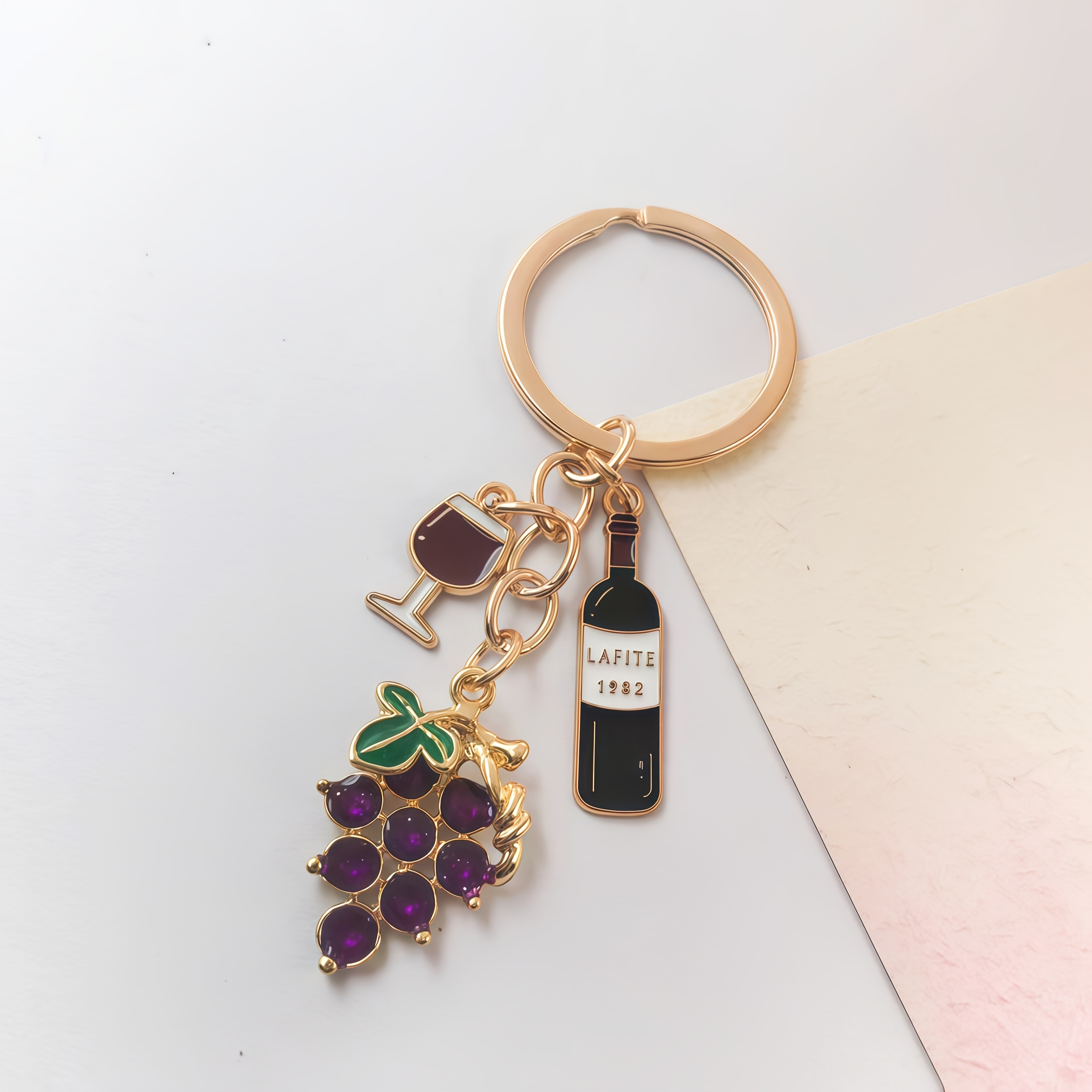 TEMU Creative Alloy Grape Keychain, Simulated Fruit, , Women' Charm Pendant