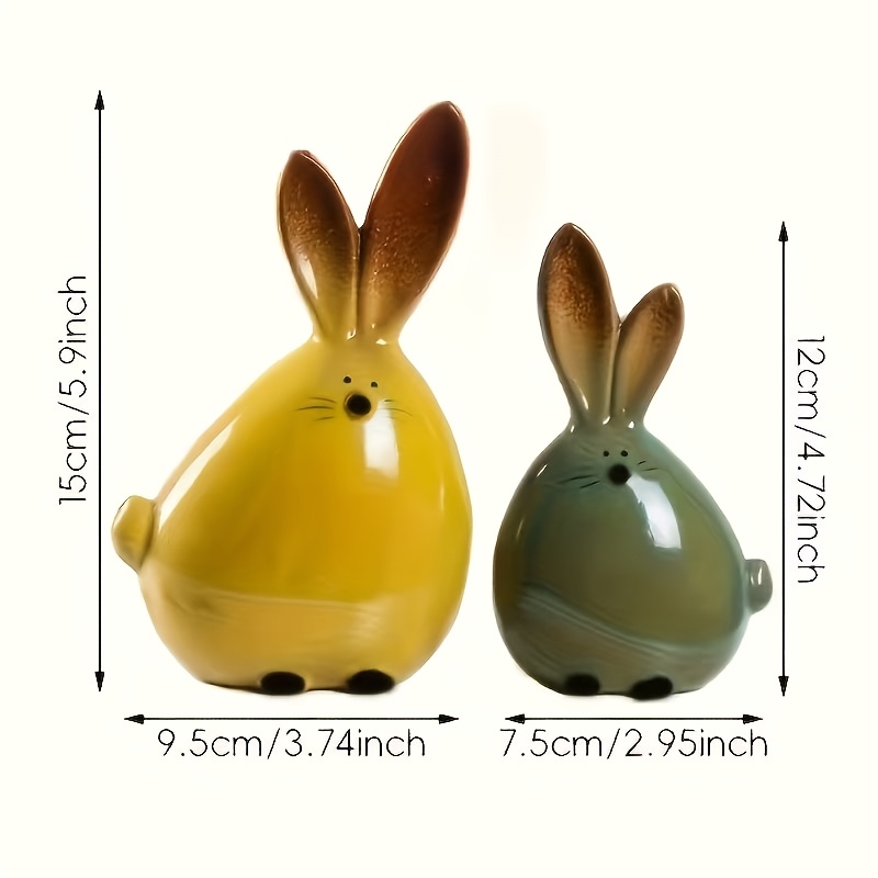 TEMU 2pcs Collectible Figurines, Rabbit Ornament, Cute Cartoon Shape, Christmas Holiday Decoration, Living Room Table Decor, Nordic Style Decor,