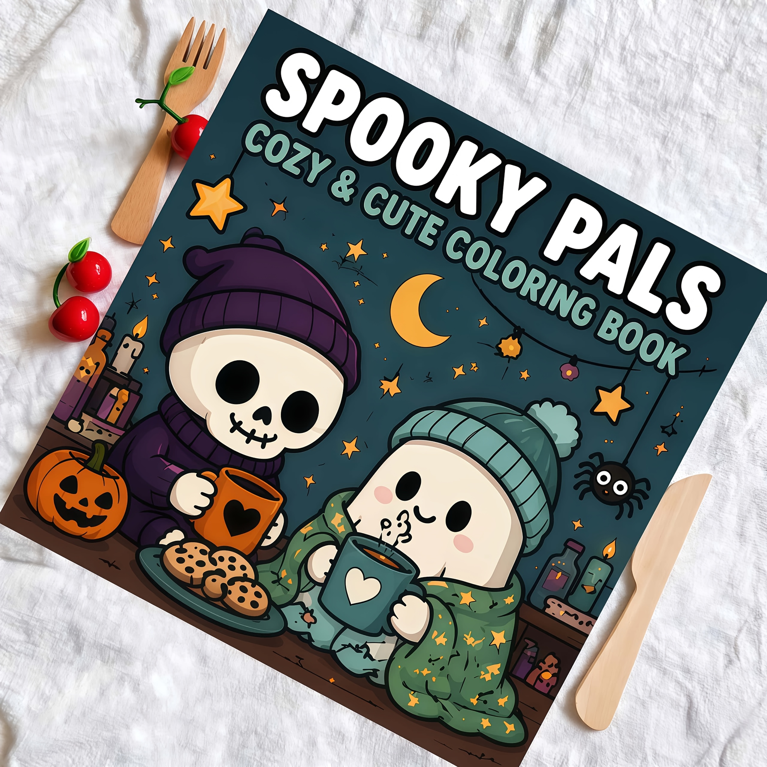 TEMU -page Halloween Horror Buddy Coloring Book Featuring Warm And Cute Skeleton And Coloring Pages, Suitable For Teens And Children. A Stress-