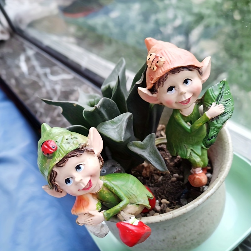Image of Resin Gnome Garden Statue - Outdoor Fairy Figurine With Flower Pot, No-battery Needed, Perfect For Balcony & Patio Decor, Ideal For Weddings, Home & Garden Accent