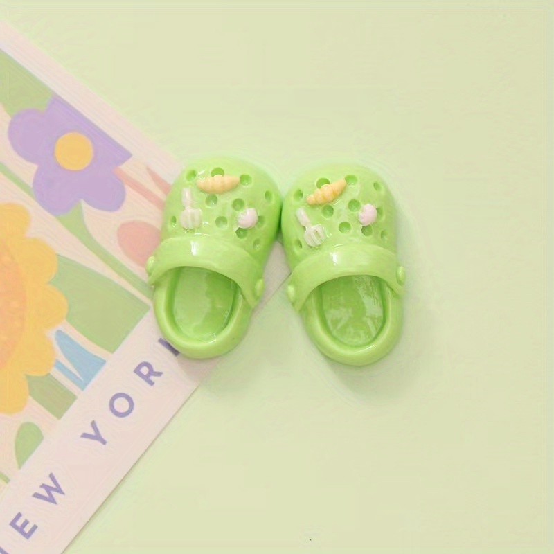 A Pair Of Colorful Hole Shoes - Handmade Resin Sandals With Flowers And Butterflies, Perfect For Hair Clips, Phone Cases, And Additions, Handmade | Humorous Design