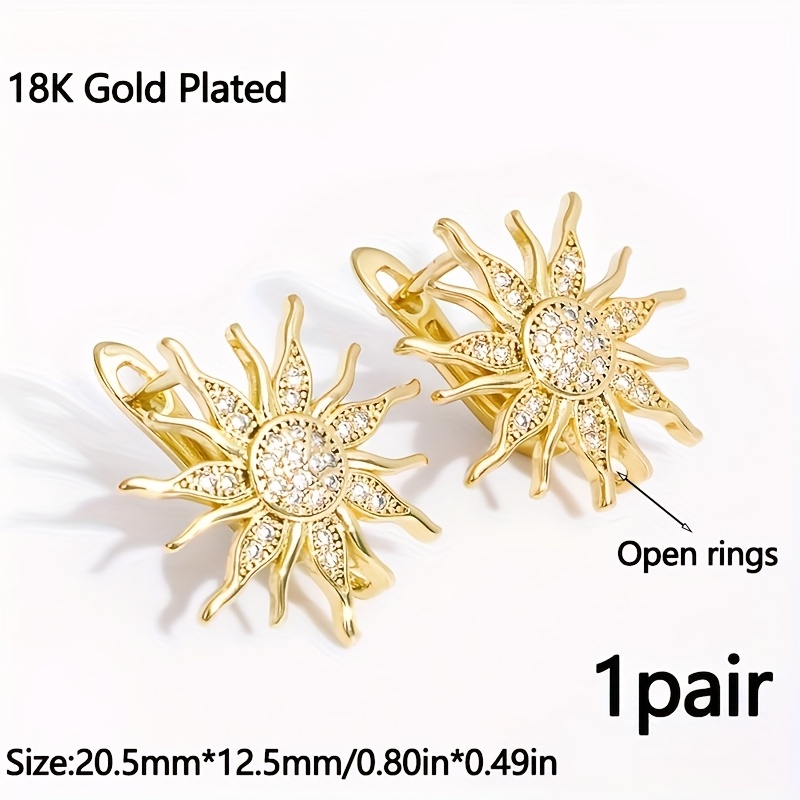 TEMU 1 Paire de fermoirs d'oreille en laiton plaqué or de avec incrustation de et attaches en fil, composants de bijoux de fixation à crochet pour