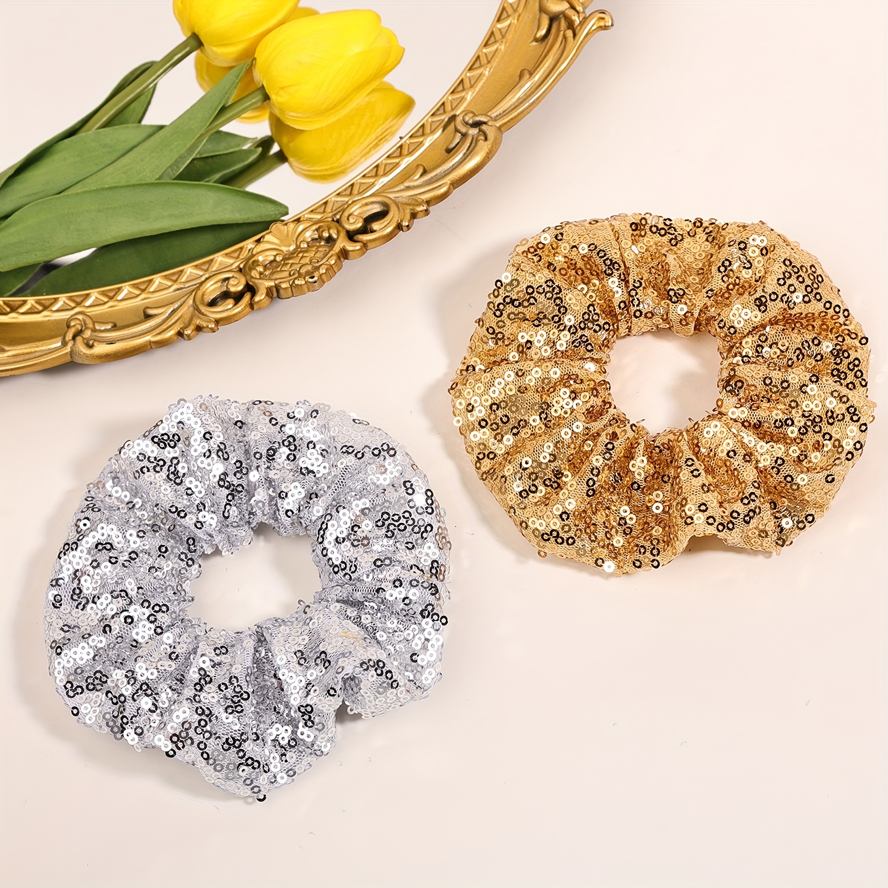 E-shop 2er-Pack Elegante Haargummis in Unifarben, Vielseitige Styling-Haar-Accessoires Geeignet für Damen und Ladies