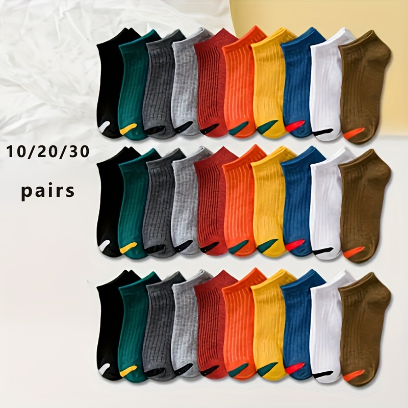 

10 ou 20 ou 30 paires de chaussettes basses et anti-transpiration pour hommes, de couleur unie, confortables et respirantes, pour un , et en été.