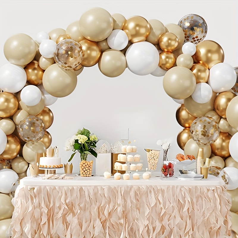 

1 Set Golden Balloons Arch Kit, White Balloons With Metallic Balloons For Boho Wedding Baby Bridal Shower Engagement Anniversary Birthday Decorations