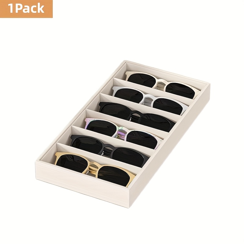 Image of 1/2 Pack Retail Eyeglass Displays & Racks, 6-grid Organizer Tray, Beige Velvet Drawer Insert For Multiple Glasses, Eyewear, Watches & Jewelry Display - Stackable Storage For Home & Trade Shows