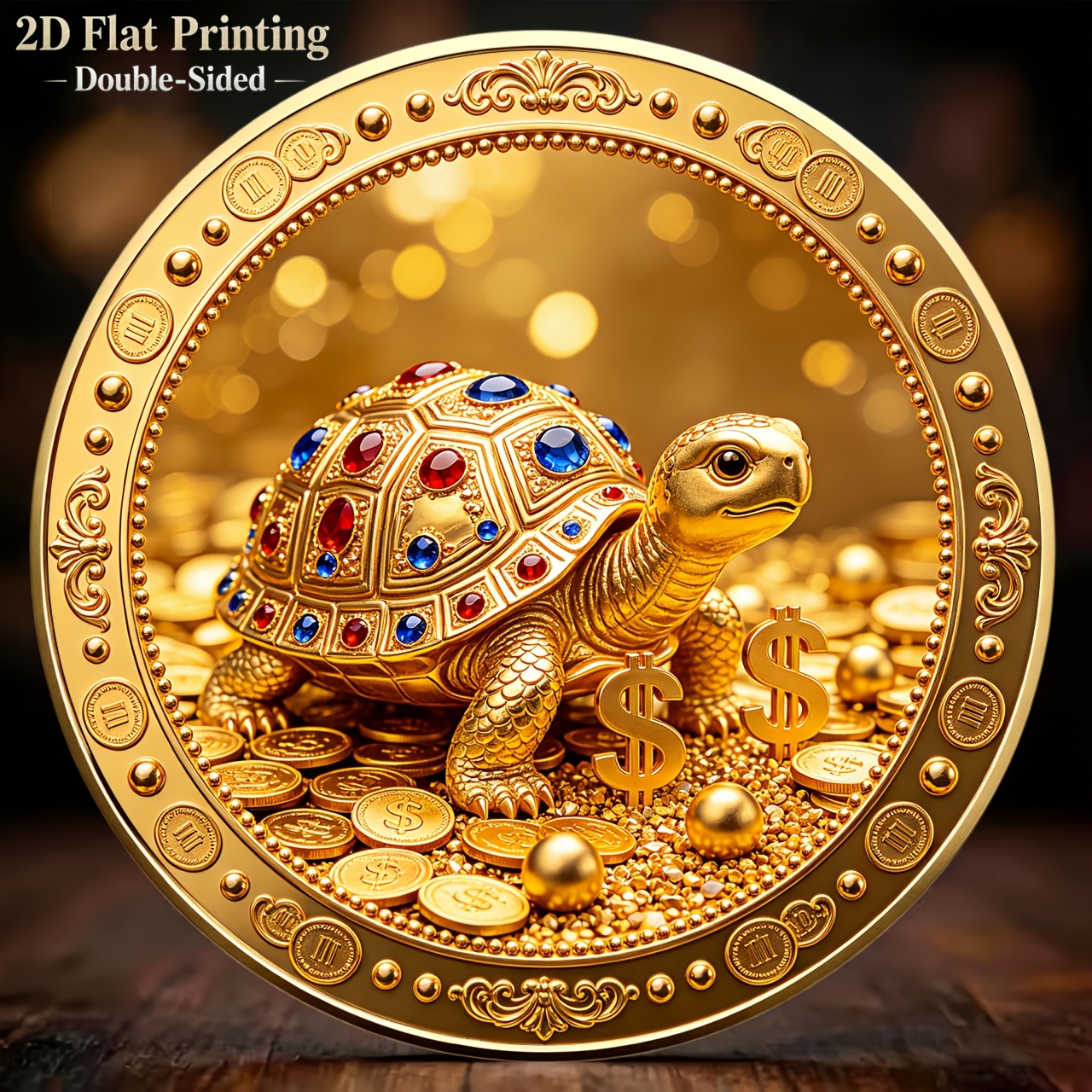 imagen del artículo   de   de piedra   2d, 4 cm, con impresión   en color,   coleccionable de aleación, adorno de escritorio   para     y longevidad, adecuada para la colección de entusiastas del   shui