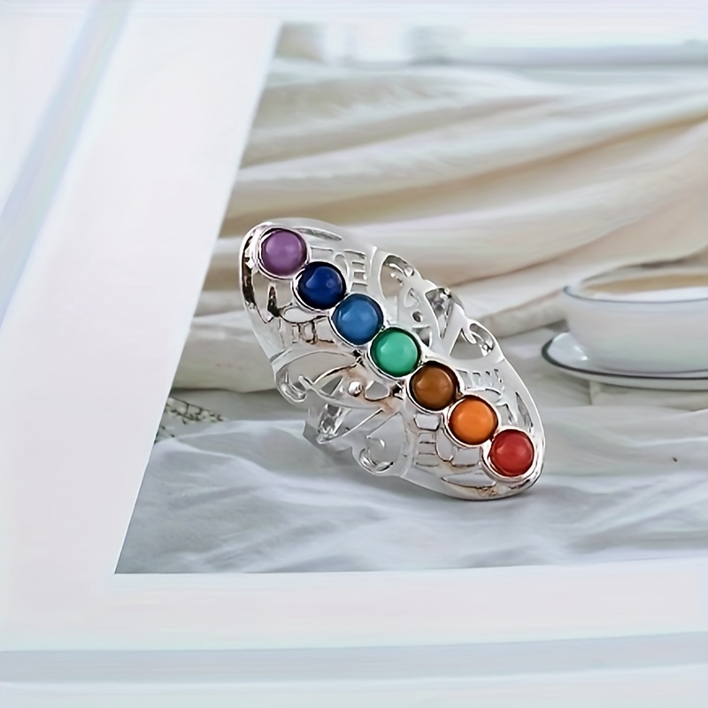 Multicolor Seven Chakra Gemstone Ring