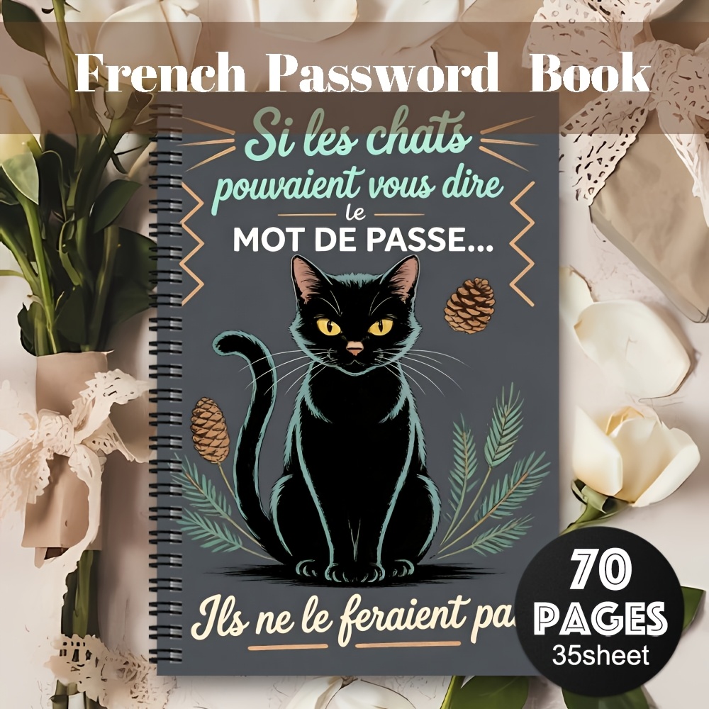 TEMU Carnet de de de passe 1 pièce sur le thème du - Journal de de passe à spirale de style français, convient pour de de passe de comptes en ligne,