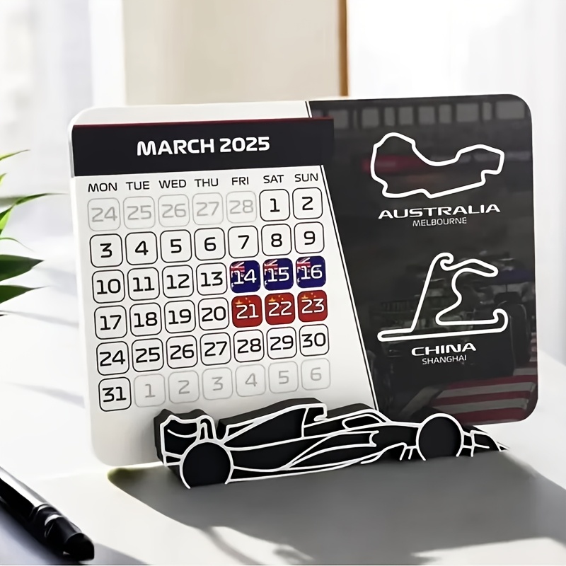 

Formula 2025 Racing Schedule Monthly Calendar, English Language, Desktop Desk Wall Calendar For Formula Enthusiasts, Australia & China