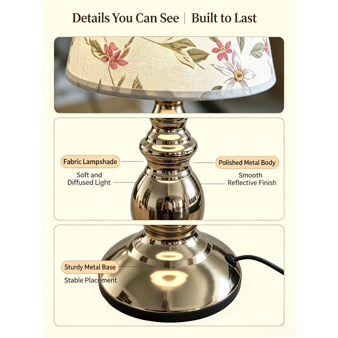 Gourd-Shaped Metal Fabric LED Table Lamp with 4-Key Controller