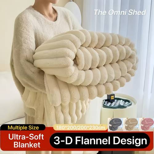 3d ultra soft double sided flannel blanket with rabbit like friendly and warm for suitable for home conditioned rooms and camping ideal festival gift
