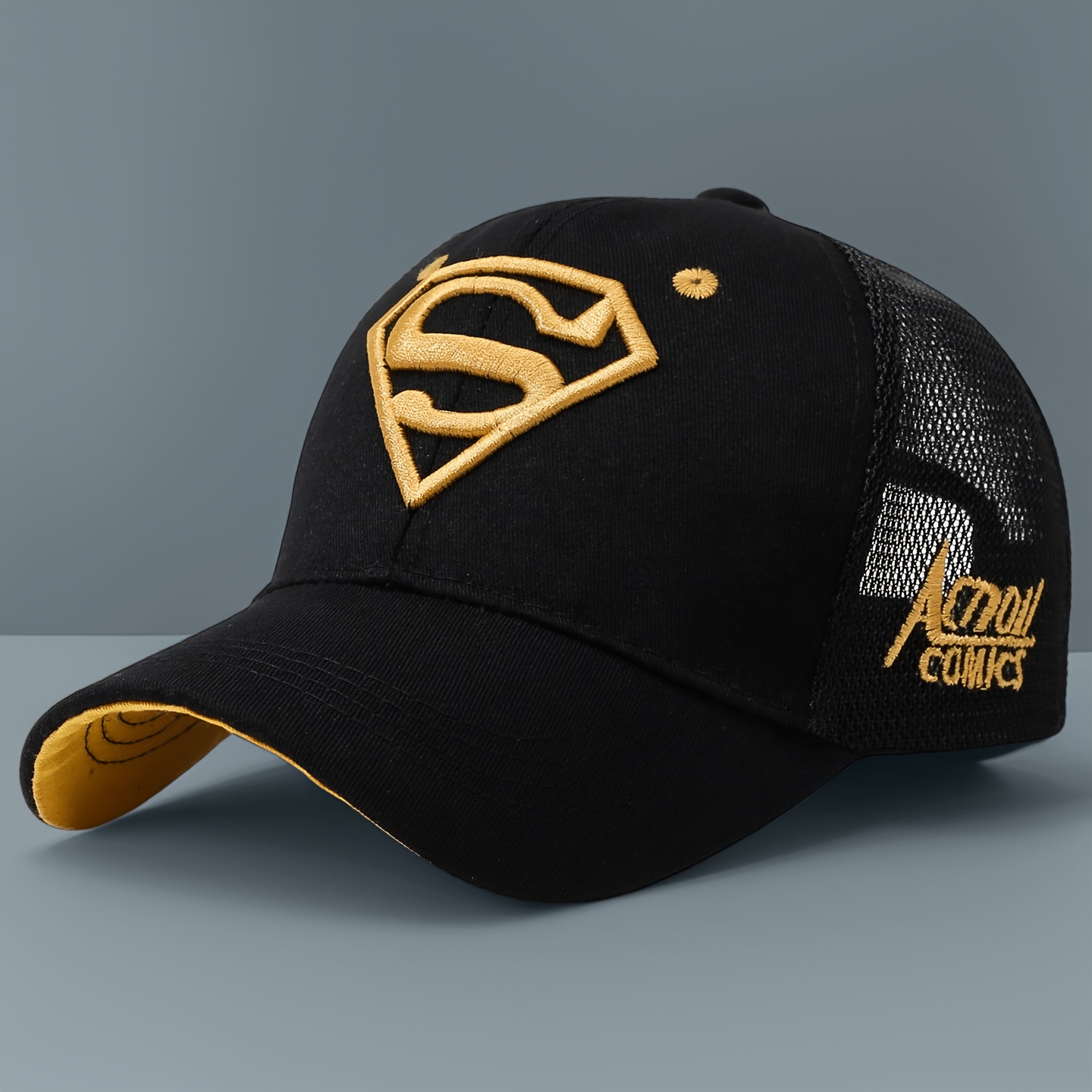 TEMU Wb Warner . Superman Baseball Cap For Men & - Adjustable Duckbill Hat With Iconic Wb Emblem & Superman, Lightweight Mesh Suitable For