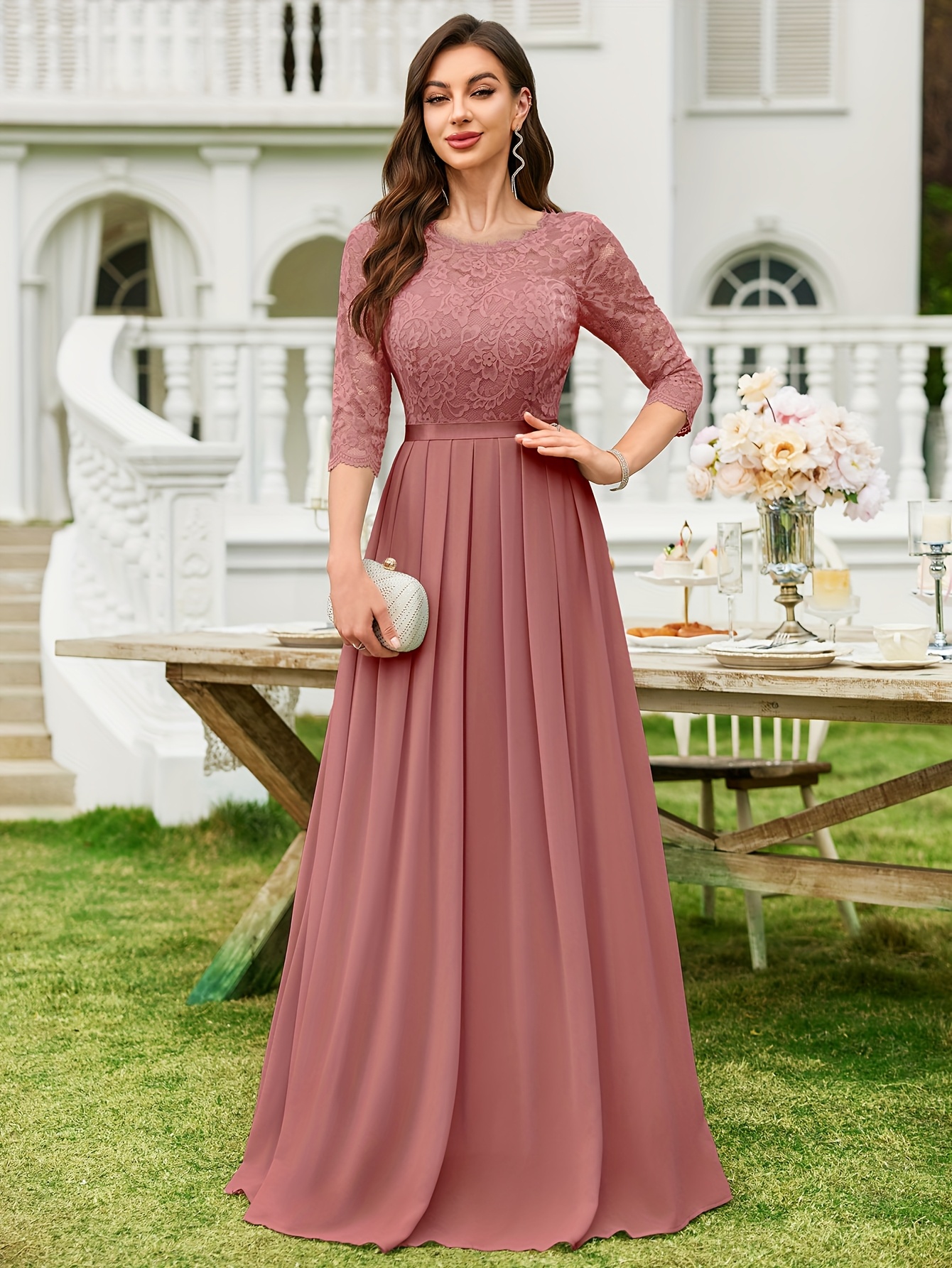 bridesmaid dresses long sleeve uk Modest Ruffles Long Sleeves V Neck Chiffon Bridesmaid Dresses UK –  mollyevers.co.uk